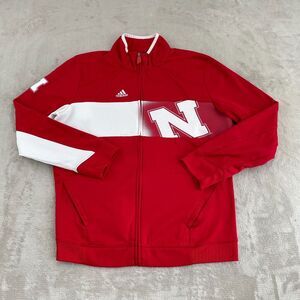 Nebraska Cornhuskers Adidas Jacket Men Large (Fits Like Med) Red Full Zip Pocket
